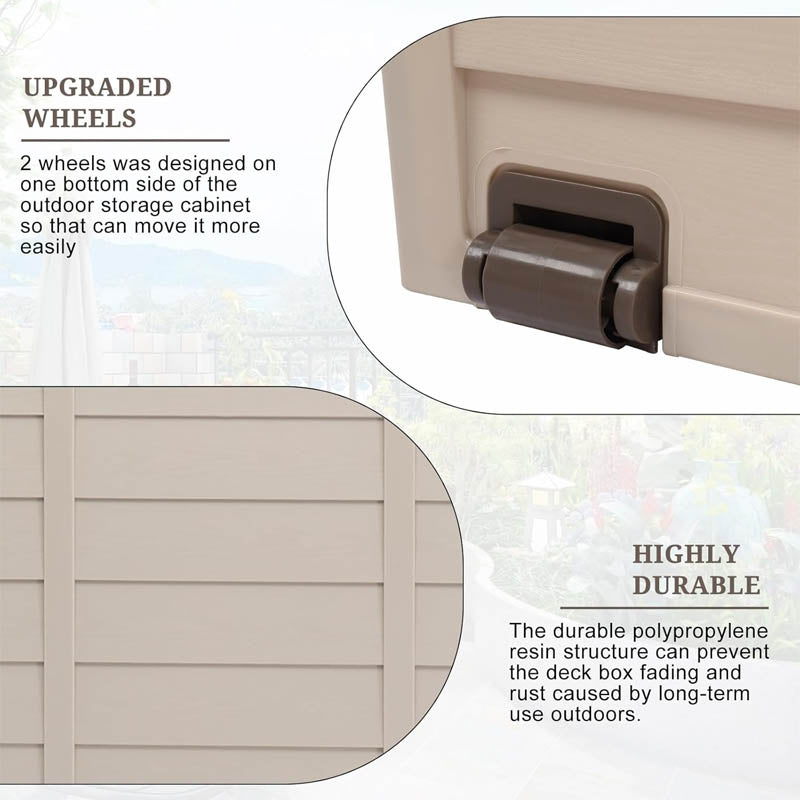 75 Gallon Deck Storage Box Yard Stools and Pool Toys Outdoor Patio Garden Store Patio Cushions,(Brown)