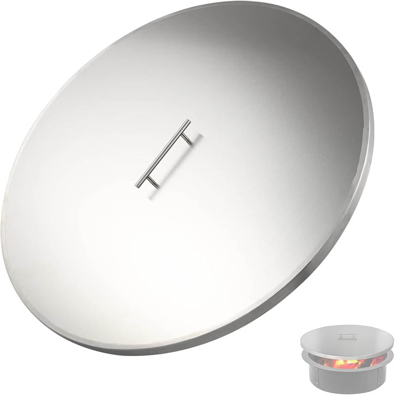 Fire Pit Lid Round Stainless Steel 22'' Fire Pit Metal Cover with Handle for Outdoor Patio Fire Pits Backyard