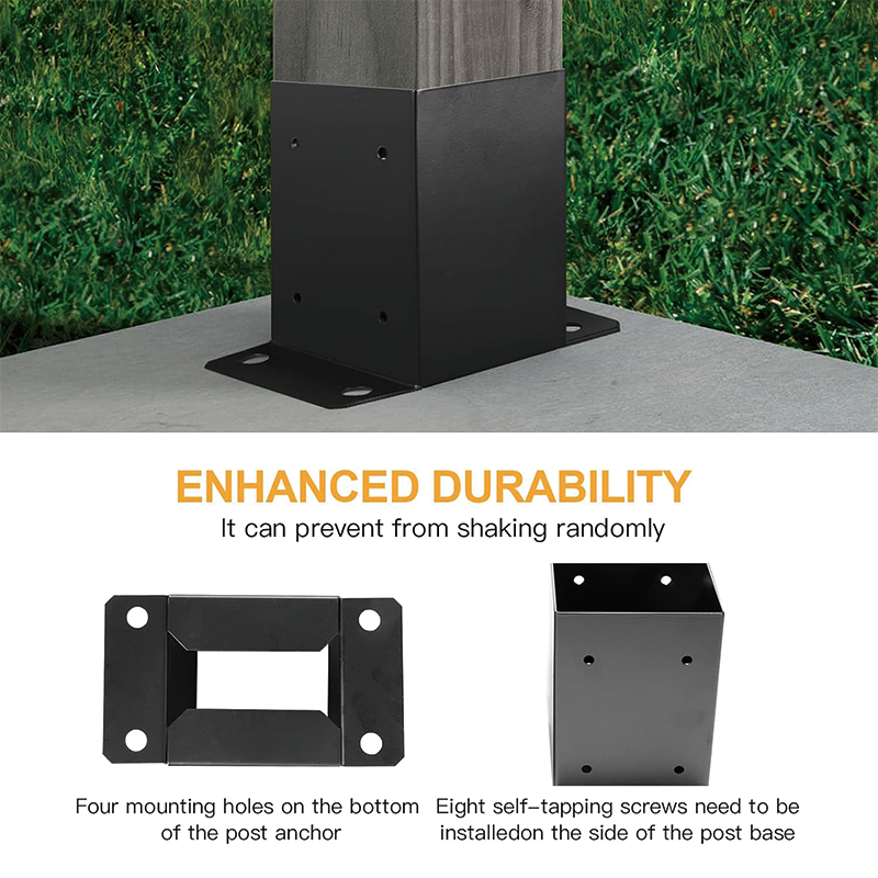 4 x 4 Post Base,Inner Size 3.6"x3.6"Deck Post Base,Heavy Duty Metal Black Powder Coated Post Brackets,for Pavilion Deck Railing Support Deck Base Plate,4Pcs