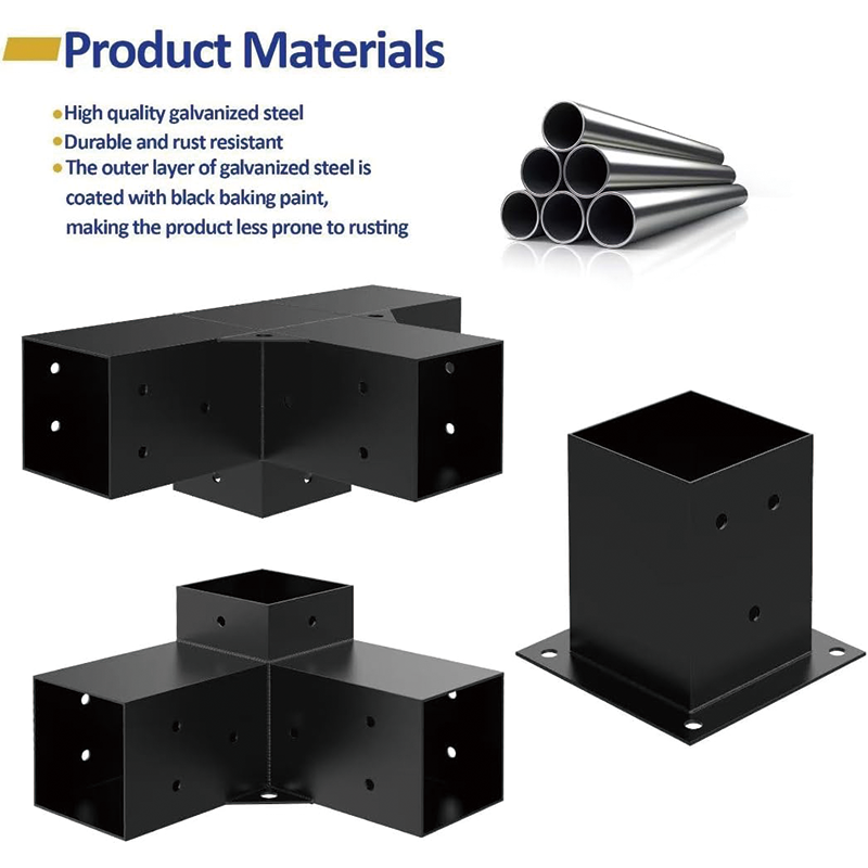 Heavy Alloy Steel Pergola Kit 4''x4'' with 3-Way Brackets,DIY Pergola Brackets Suitable for Pergolas,Gardens,and Metal Gazebo Kits