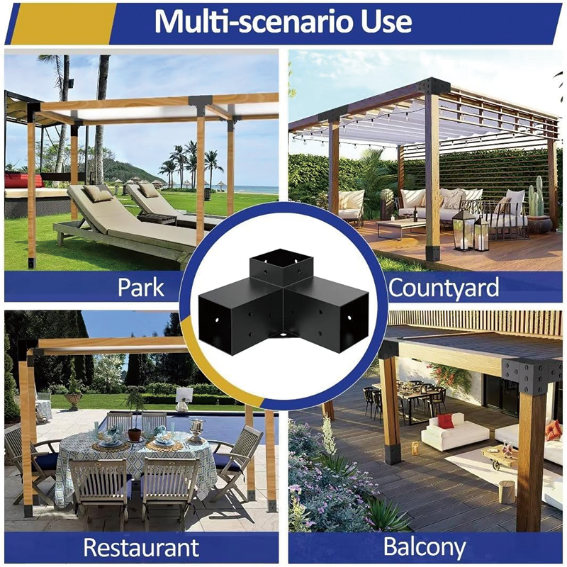 Heavy Alloy Steel Pergola Kit 4''x4'' with 3-Way Brackets,DIY Pergola Brackets Suitable for Pergolas,Gardens,and Metal Gazebo Kits