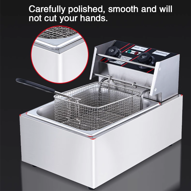 2500W Timed Commercial Deep Fryers Thickened Commercial Fryer Electric Fryer Single Cylinder Large Capacity Fried Chicken Potato Fritters Special Machine Equipment Timed Electric Fryer