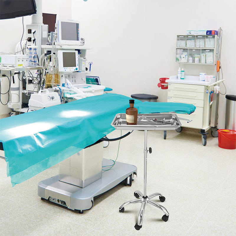 Mayo Instrument Stand, Mobile Medical Doctor Tattoo Spa Salon Service Instrument Procedure Trays with Mobile 5 Caster Base