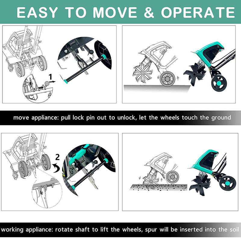 Electric Cultivator 12 Inch Tilling Width 8-Inch Electric Tiller 10.5 Amp Tiller for Garden Yard