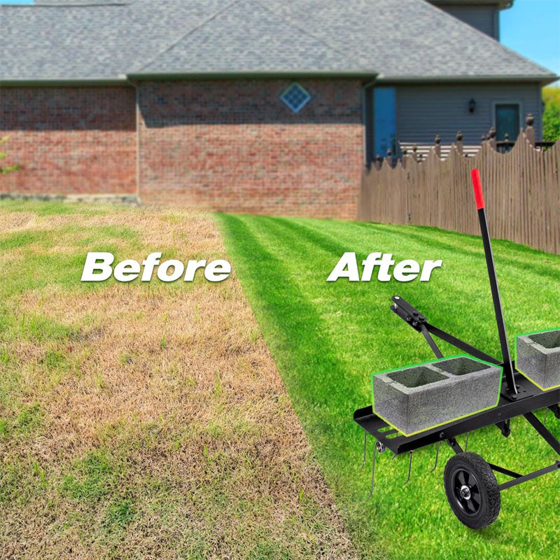 Dethatchers 48inch Tow Behind Dethatcher with 24 Spring Steel Tines for Outdoor Yard Tools Lawn Care