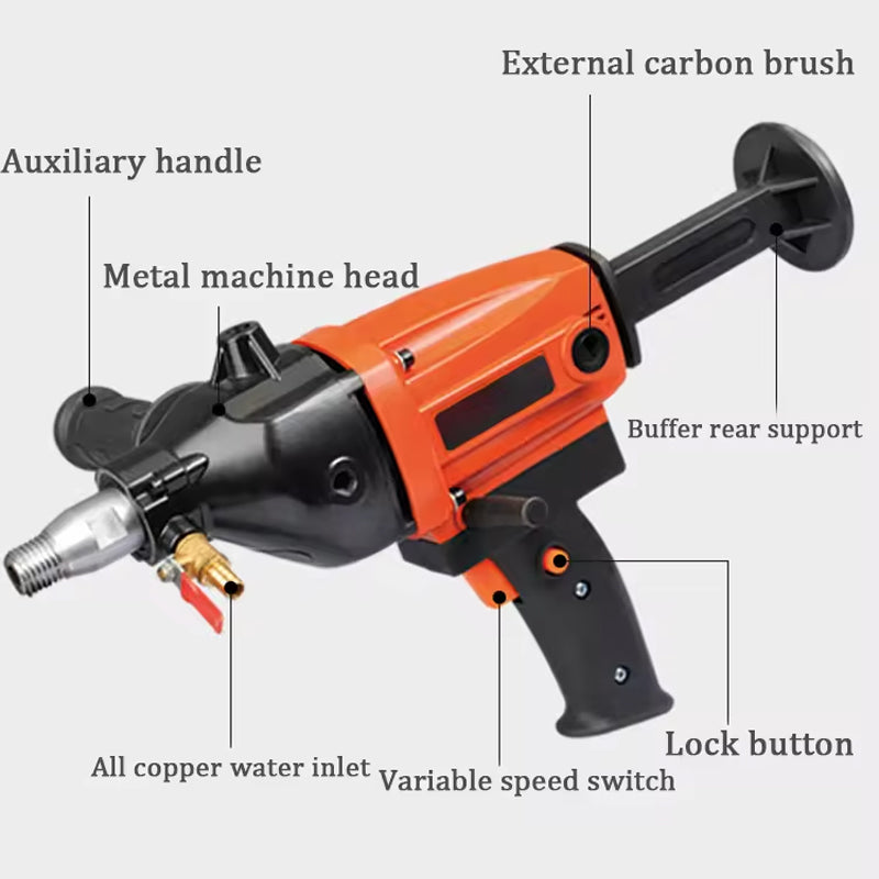 Portable Diamond Core Drill Machine 125mm 1900rpm Concrete Coring Machine Hand Rock Drilling Machine