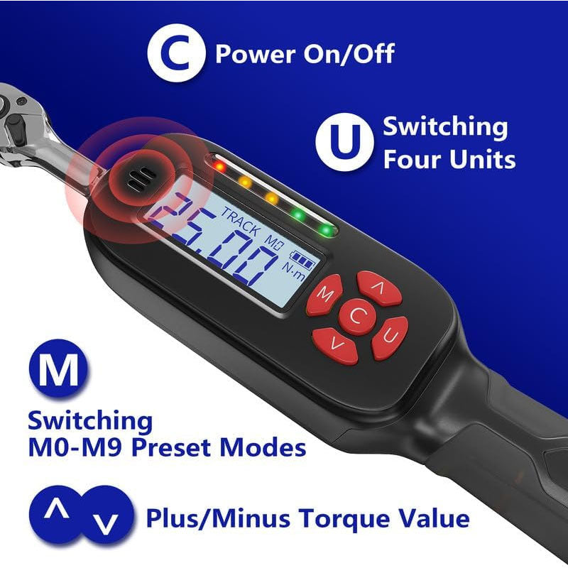 3/8 Inch Drive Digital Torque Wrench 5.02-99.57 ft.lb/6.8-135 Nm Heavy Duty Torque Wrench