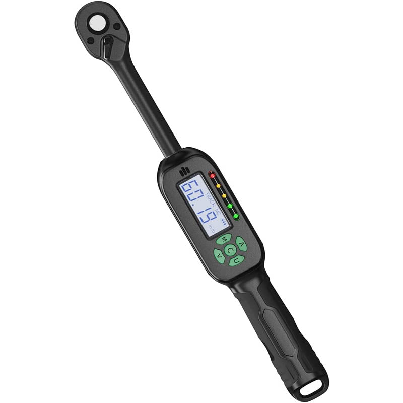 3/8 Inch Digital Torque Wrench 5-99.5 ft-lbs./6.8-135Nm ±2% Torque Accuracy with Preset Value Buzzer and LED Notification