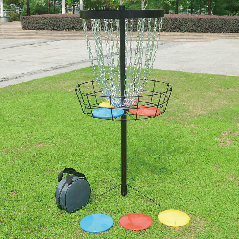 Disc Golf Basket, 24-Chains Portable Disc Golf Target Hole, Heavy Duty Steel Practice Disc Golf Basket Stand Equipment, Indoor & Outdoor Pro Golf Basket Set with 6 Discs