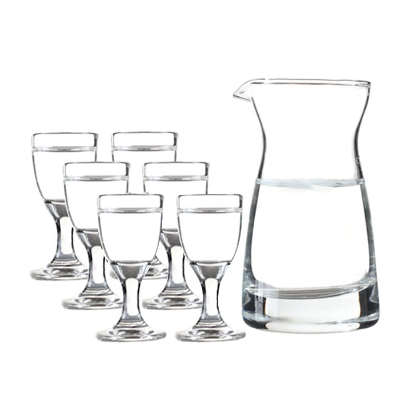 Household White Spirits Cup Set Wine Dispenser Small Spirits Cup One Cup Chinese Restaurant Use 1 Pot 6 Cups Size