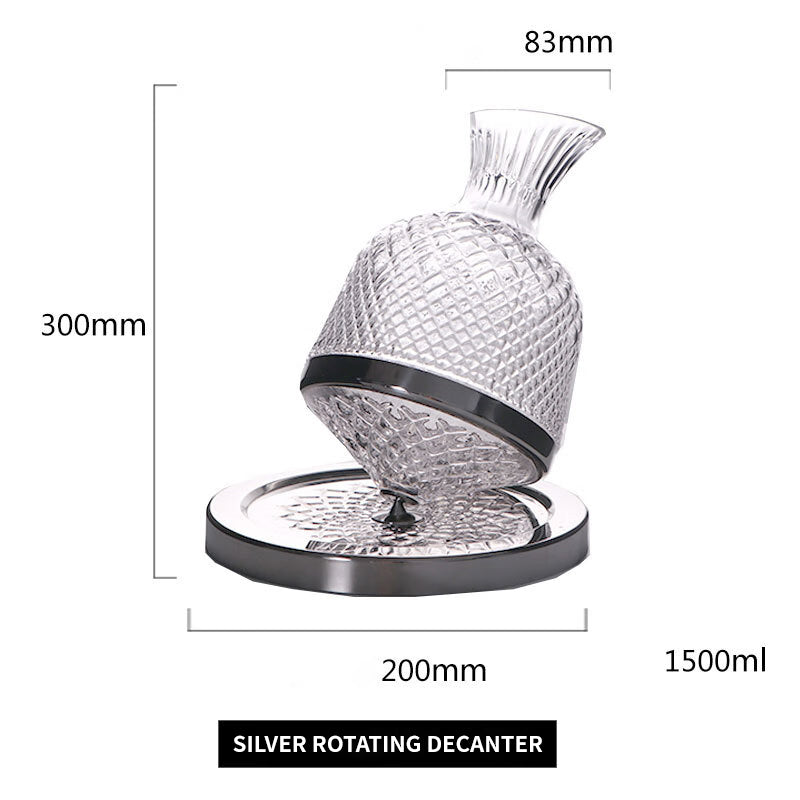 Rotating Red Wine Decanter Wine Dispenser Crystal Glass Creative Gyro Household Wine Dispenser 1500Ml Silver