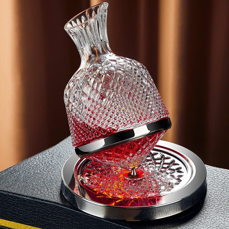 Rotating Red Wine Decanter Wine Dispenser Crystal Glass Creative Gyro Household Wine Dispenser 1500Ml Silver