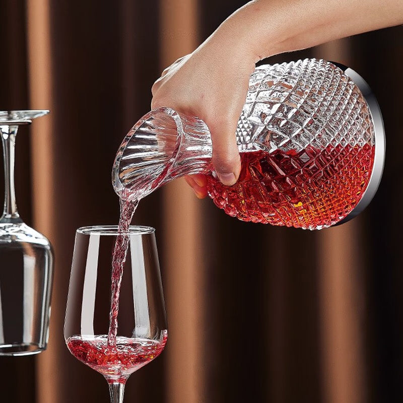 Rotating Red Wine Decanter Wine Dispenser Crystal Glass Creative Gyro Household Wine Dispenser 1500Ml Silver