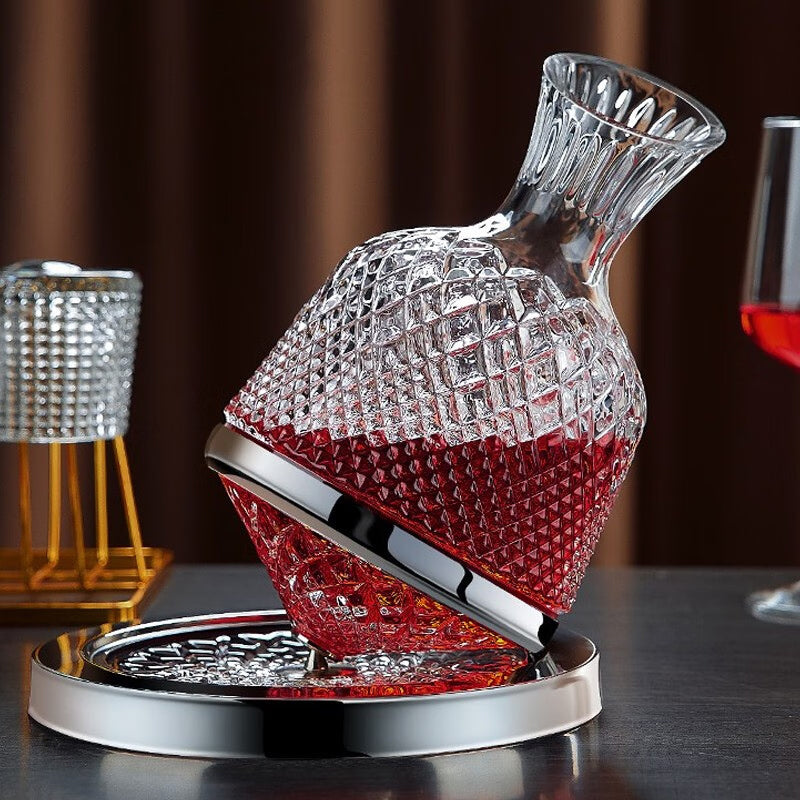 Rotating Red Wine Decanter Wine Dispenser Crystal Glass Creative Gyro Household Wine Dispenser 1500Ml Silver