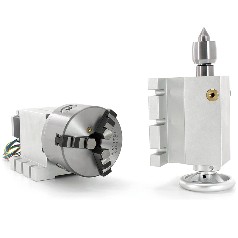 Dividing Head,Rotational 4th Axis A axis Rotary Table,K11-100mm 3-Jaw Chuck,65mm Tailstock,CNC Router Milling Machine,Universal for Engraving