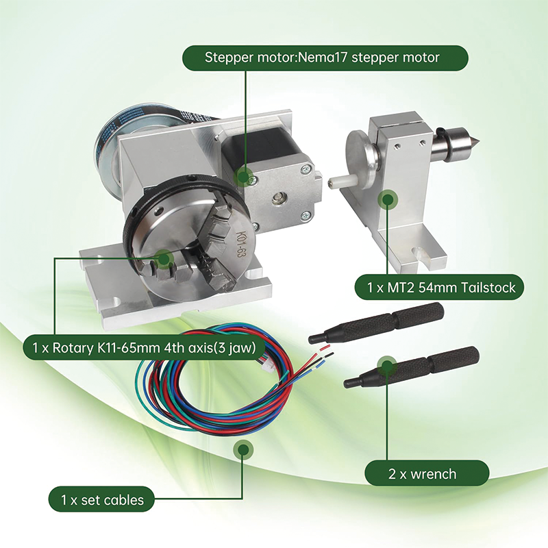 CNC Milling Machine Rotational Axis 3 Jaw Chuck Dividing Head,w/ Nema17 stepper motor for CNC Engraving