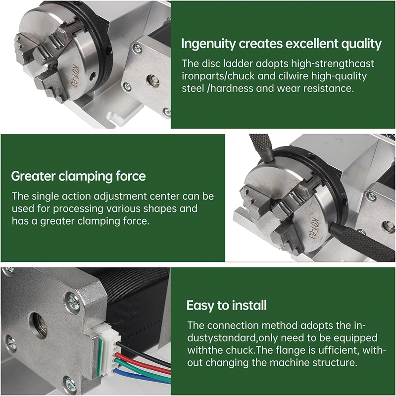 CNC Milling Machine Rotational Axis 3 Jaw Chuck Dividing Head,w/ Nema17 stepper motor for CNC Engraving