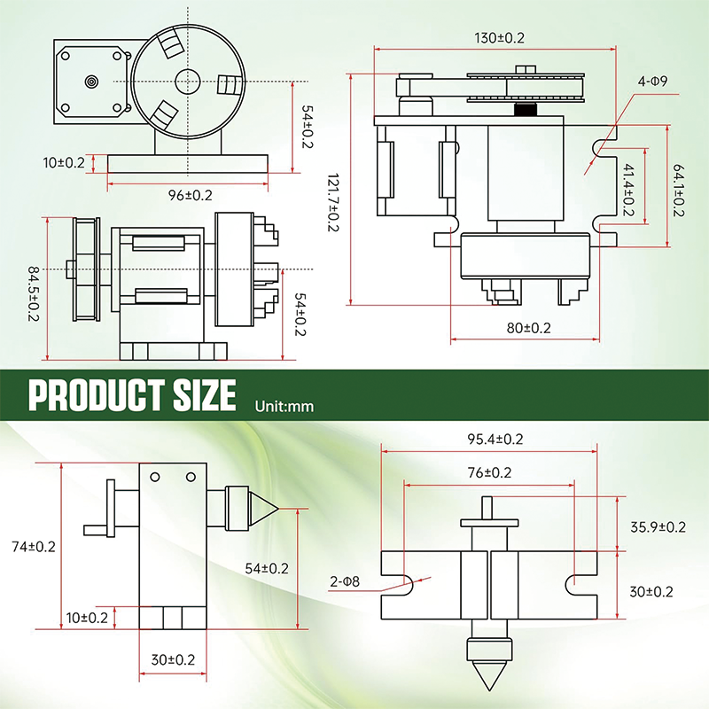 CNC Milling Machine Rotational Axis 3 Jaw Chuck Dividing Head,w/ Nema17 stepper motor for CNC Engraving