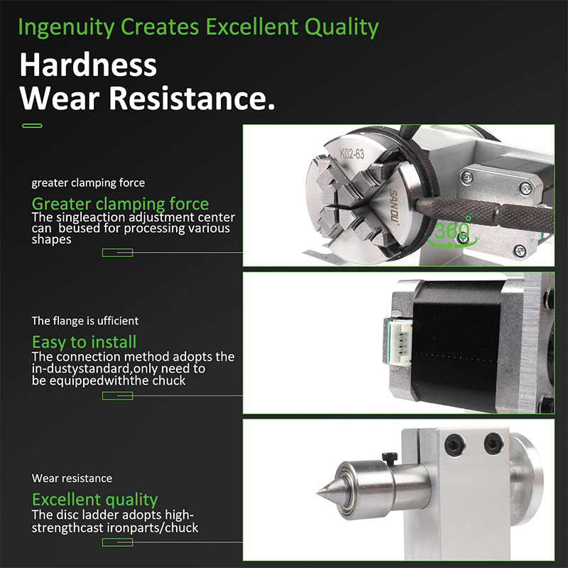 Dividing Head K12-65mm Type Divding Head,4:1 CNC 4th-Axis A-Axis Rotation-Axis,4 Jaw Chuck+Nema17 Stepper Motor for CNC Router Engraver Machine