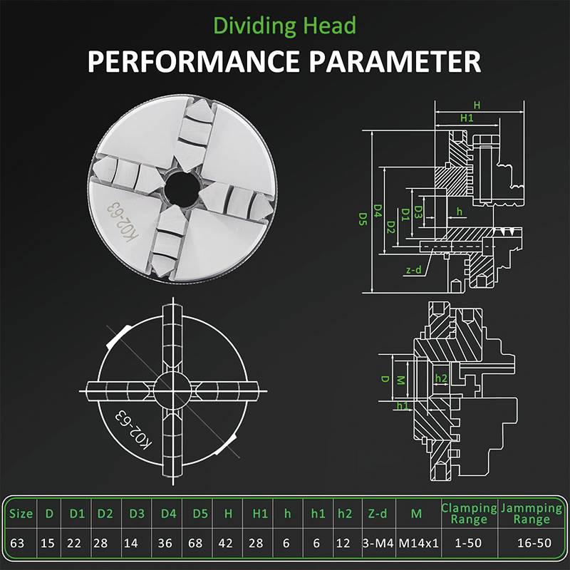Dividing Head K12-65mm Type Divding Head,4:1 CNC 4th-Axis A-Axis Rotation-Axis,4 Jaw Chuck+Nema17 Stepper Motor for CNC Router Engraver Machine