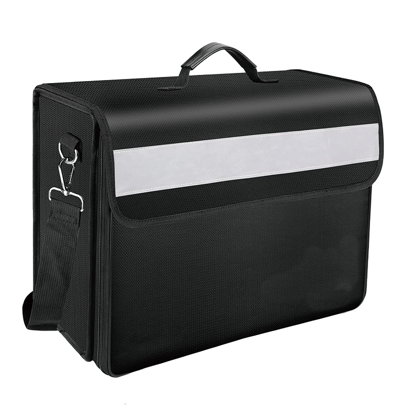 Fireproof Document Box with Multiple Pockets, 5200°F 17”x12.5”x7.2” Large Fireproof Waterproof Bag for Valuables