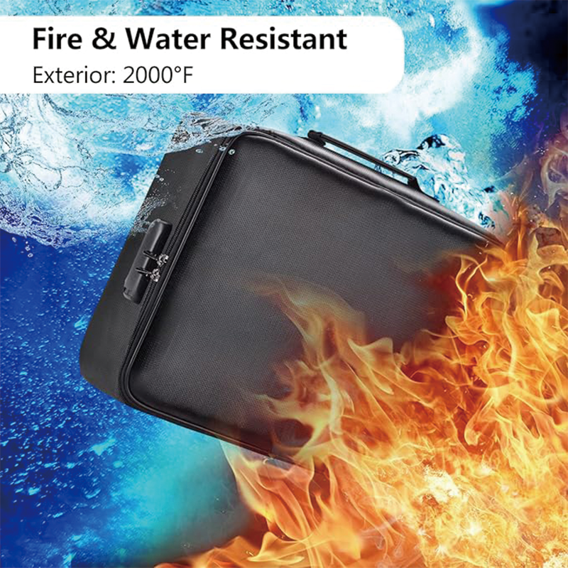 Fireproof Document Bag,Fireproof Document Bag with Lock 2000℉,3-Layer Document Bag with Lock,Document Safe Portable Travel Home Organizer Bag for Laptop,Files,Certificates,Gifts for Him,Black