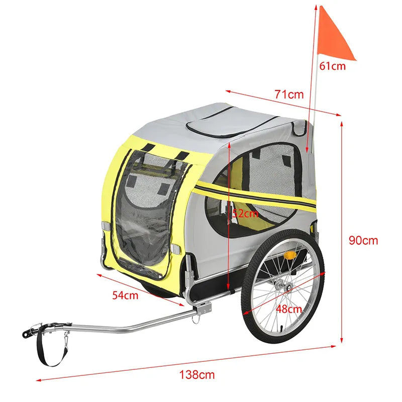 Customizable Foldable 2-In-1 Sturdy Steel Frame Pet Dog Bicycle Trailer Jogger Enclosed Pet Dog Cart