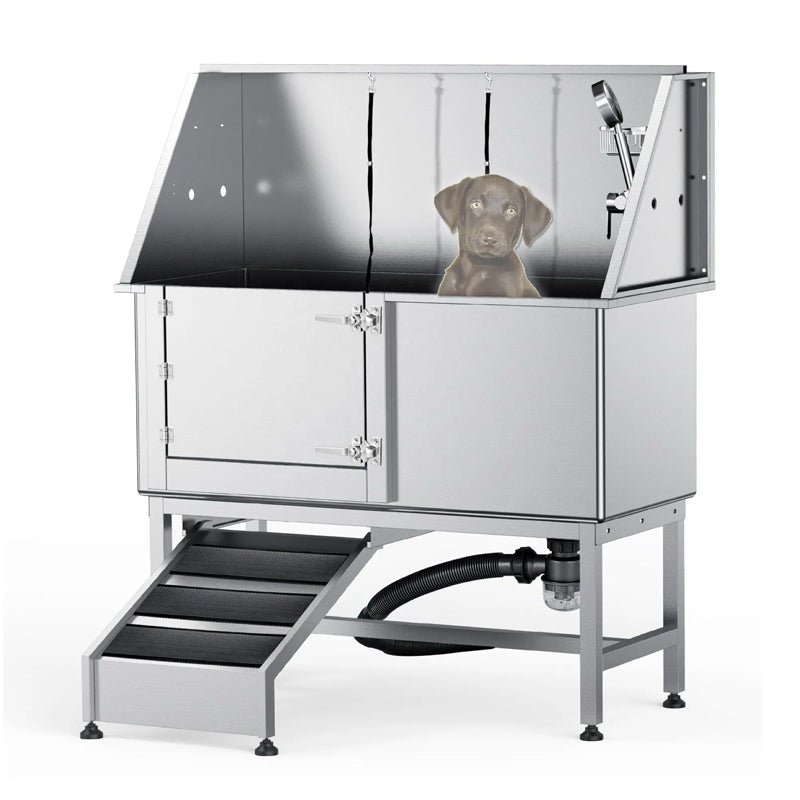 Pet Shop Large Cat And Dog Spa Stainless Steel Bathtub Pet Bath Wash Tub With Stairs For Grooming Large Dogs