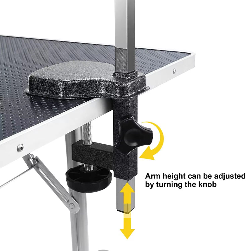 43” Heavy Duty Pet Dog Grooming Table Professional Foldable Dog Trimming Table With Adjustable Arm Noose & Mesh Tray