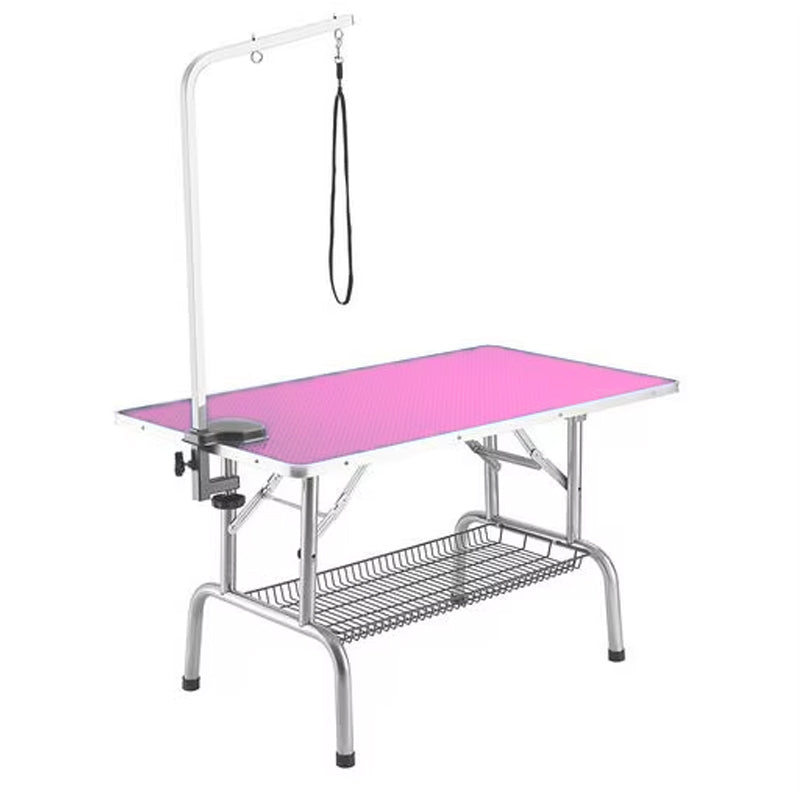 43” Heavy Duty Pet Dog Grooming Table Professional Foldable Dog Trimming Table With Adjustable Arm Noose & Mesh Tray