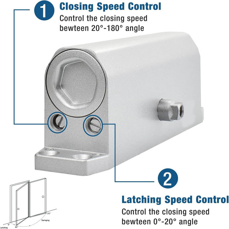 Door Closer Heavy Duty Automatic Door Closer 3 Spring Hydraulic Door Closer Easy Install Silver
