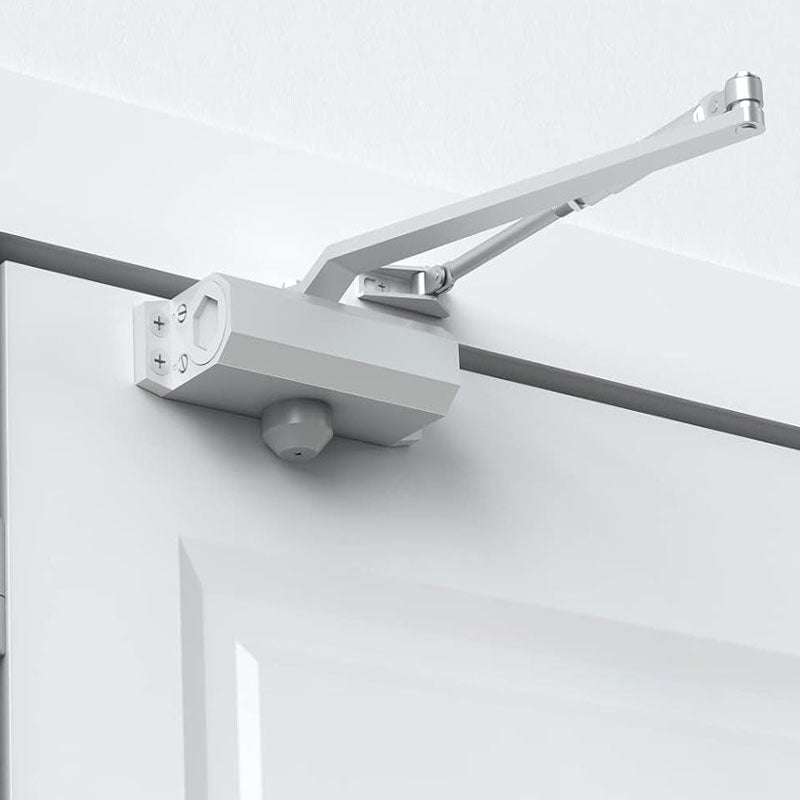 Door Closer Adjustable size automatic Door Closer Door Closer for 55~143 Lbs Easy Install, Silver
