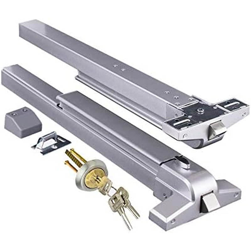 Door Push Bar with Exterior Lever Emergency Lock Stainless Steel for Exit Doors Metal Wood Door