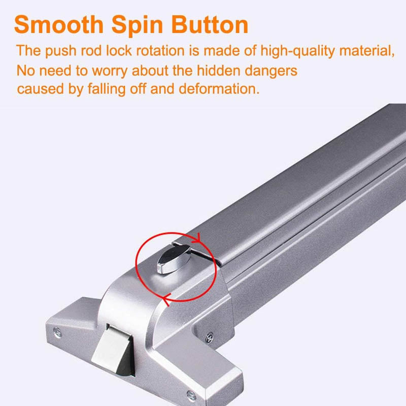 Door Push Bar with Exterior Lever Emergency Lock Stainless Steel for Exit Doors Metal Wood Door