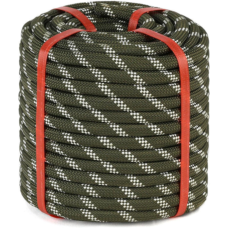 1/2 in x 100ft Double Braid Rope Rigging Polyester Rope 48 Strand Rope for Diverse Outdoor Applications Construction, Climbing, Swing, Sailing