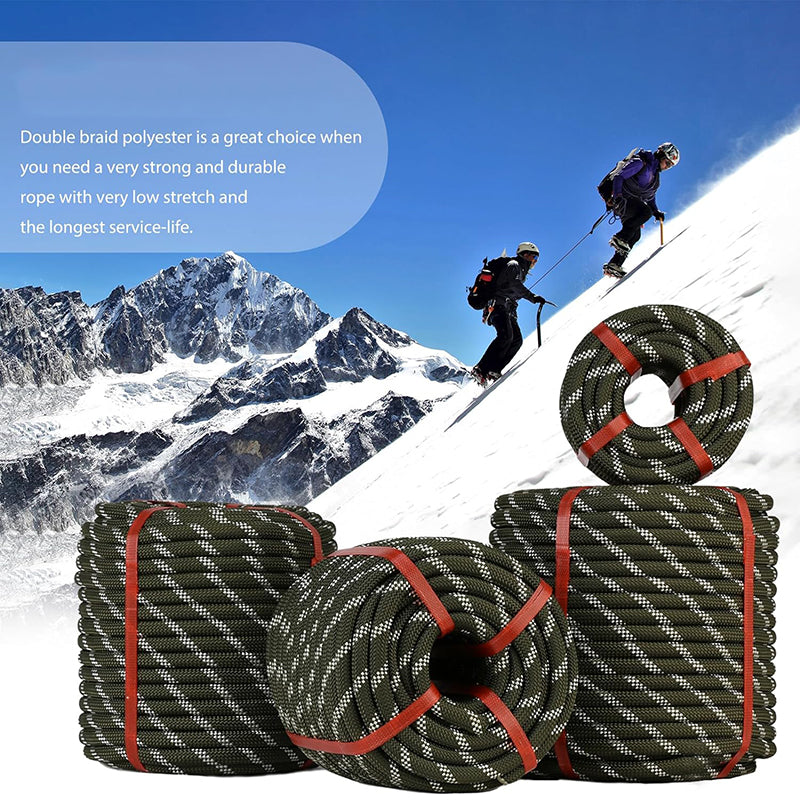 1/2 in x 100ft Double Braid Rope Rigging Polyester Rope 48 Strand Rope for Diverse Outdoor Applications Construction, Climbing, Swing, Sailing