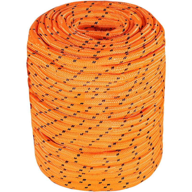Double Braid Rope 1/2 in x 200 ft 48 Strands for Climbing Tree Work Pulling Swing Sailing Orange