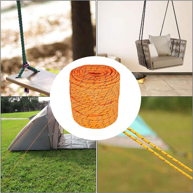 Double Braid Rope 1/2 in x 200 ft 48 Strands for Climbing Tree Work Pulling Swing Sailing Orange