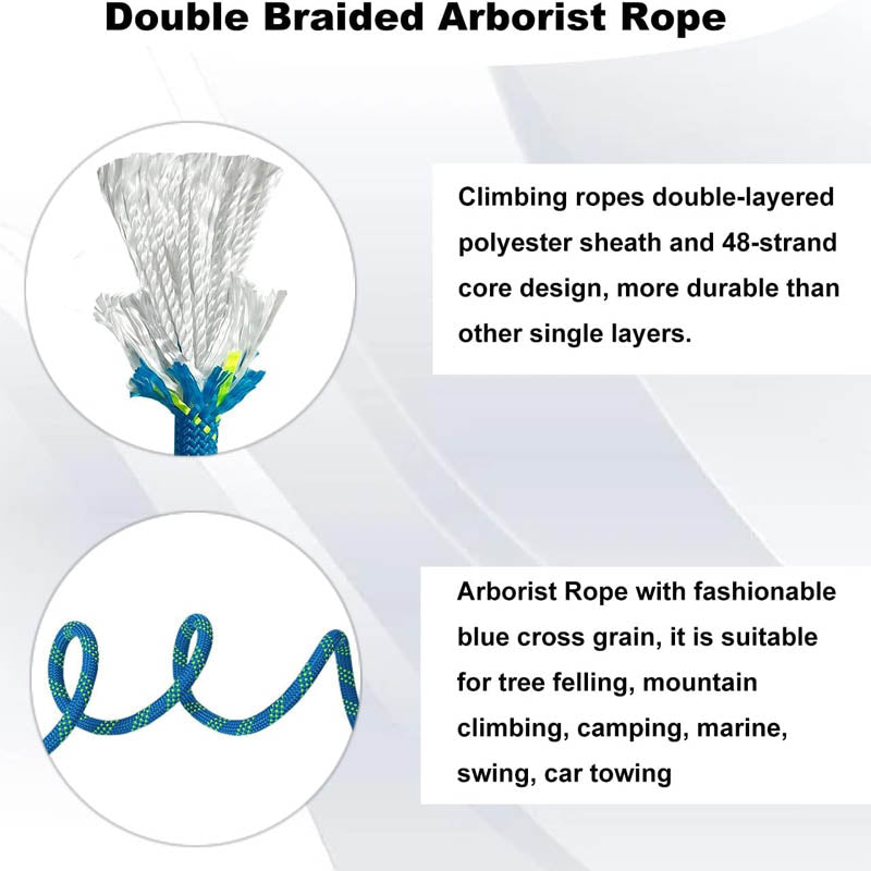 Double Braided Polyester Rope 1/2 in x 150 ft for Adults & Kids Tree Work Halyard Sailing (Blue&Green)