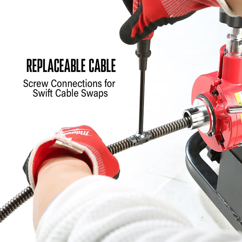 Drain Cleaner Replacement Cable 75FT×1/2 Inch Solid Core Cable Hollow Core Sewer Drain Auger Cable for Sink, Floor Drain, Toilet