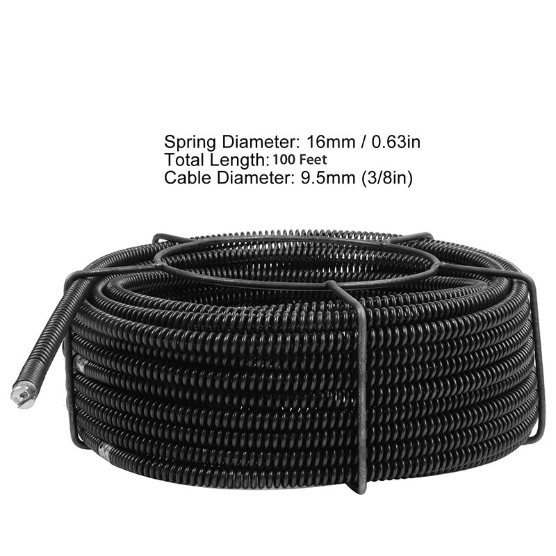 Drain Cleaning Cable 100 Feet x 3/8 Inch Solid Core Cable Sewer Drain Auger Cable Cleaner Snake Clog Pipe