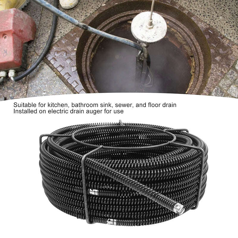 Drain Cleaning Cable 100 Feet x 3/8 Inch Solid Core Cable Sewer Drain Auger Cable Cleaner Snake Clog Pipe