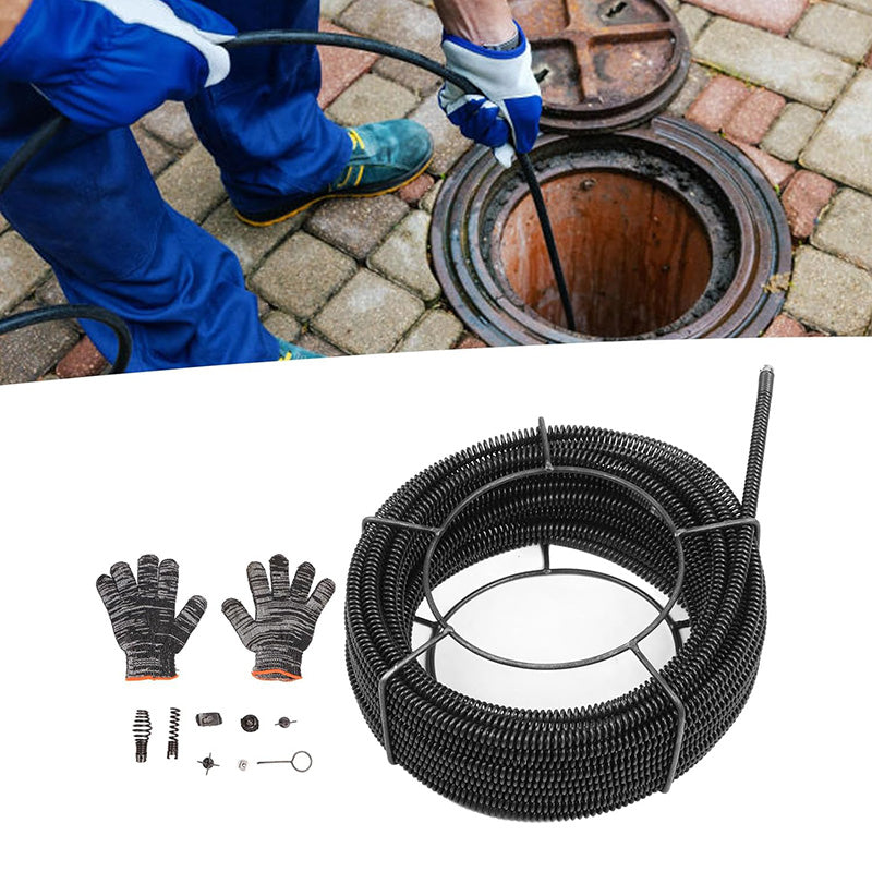 Drain Cleaning Cable 100 Feet x 3/8 Inch Solid Core Cable Sewer Drain Auger Cable Cleaner Snake Clog Pipe