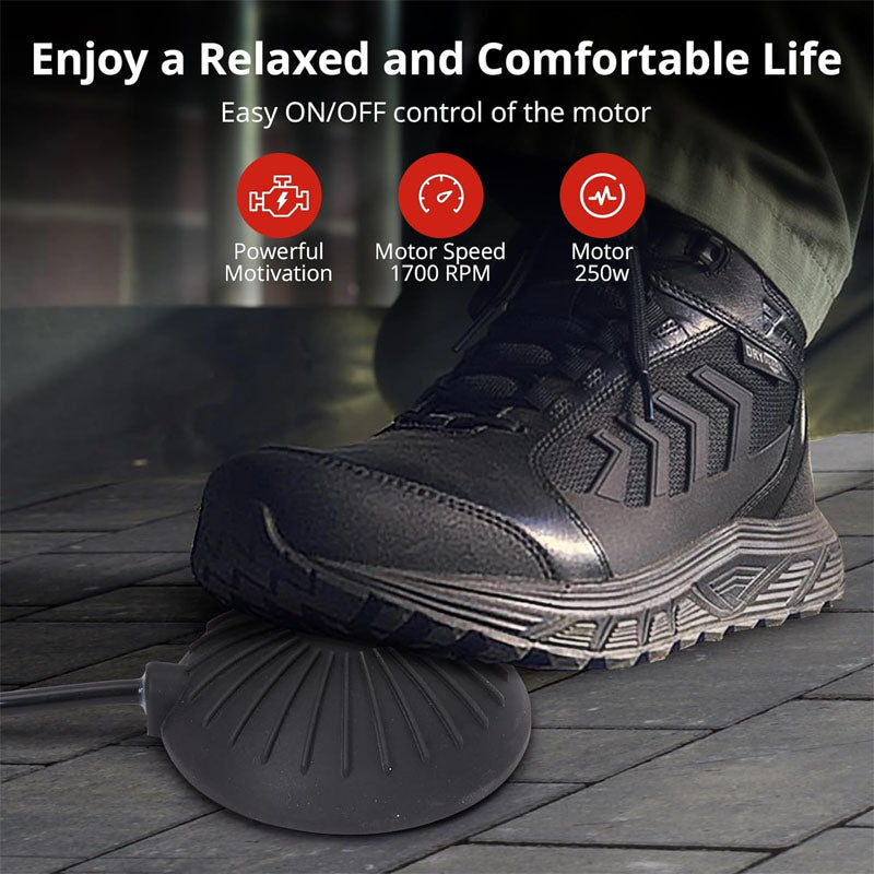 50 Ft X 1/2 Inch Drain Cleaning Machine for 1 to 4 Inch Pipes Sewer Auger Auto Feed with 4 Cutters & Foot Switch and Pair of Gloves