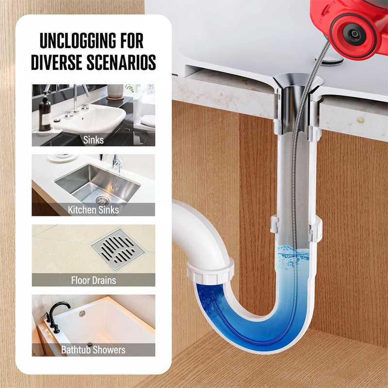 25FT Drain Cleaner Machine 20V Electric Drain Auger for Toilet Sewer Bathroom Sink and Shower