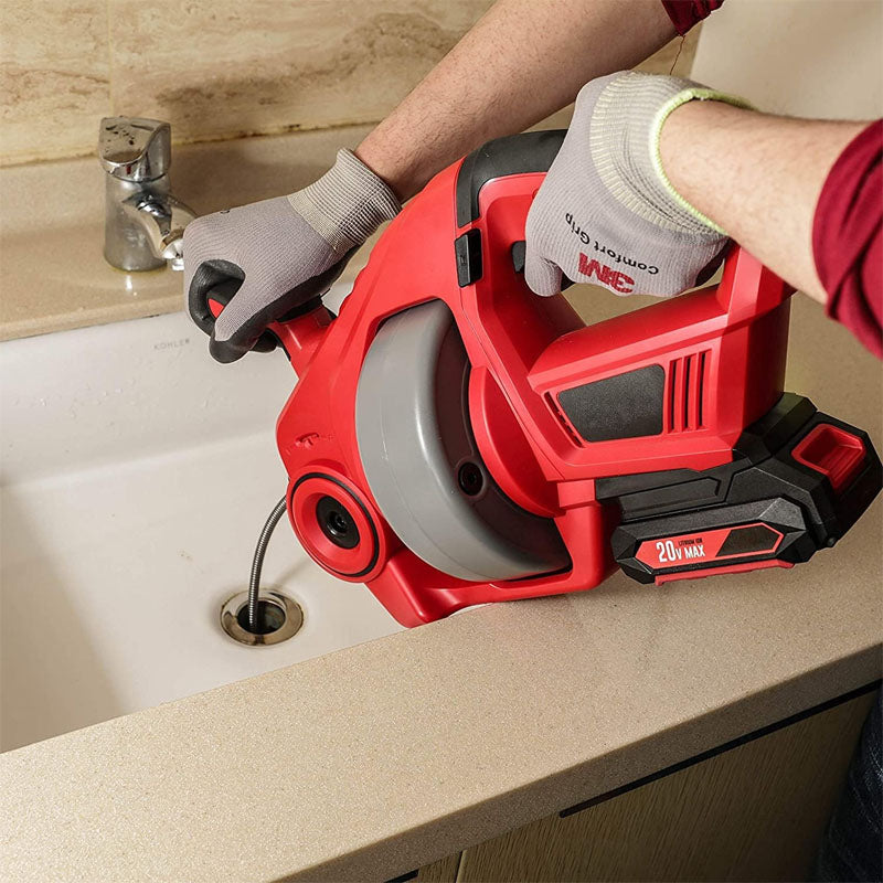 25FT Drain Cleaner Machine 20V Electric Drain Auger for Toilet Sewer Bathroom Sink and Shower