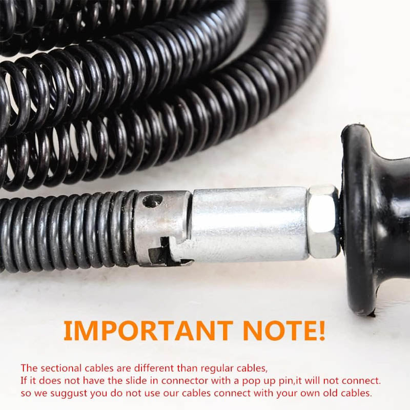 Drain Cleaning Equipment 45 Feet x 7/8 Inch Hollow Core Cable Sewer Cable with 6 Cutters for Sink, Floor Drain, Toilet