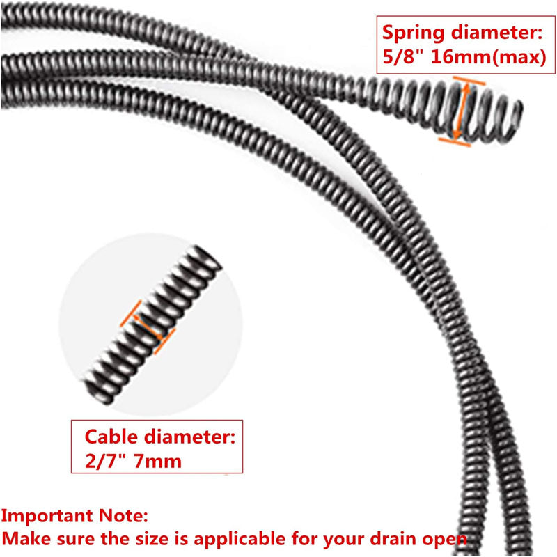 60 Feet x 5/8 Inch Drain Cleaning Equipment Drain Auger Cable Cleaner Sewer Drain Auger Snake Pipe for Sink Floor Drain Toilet