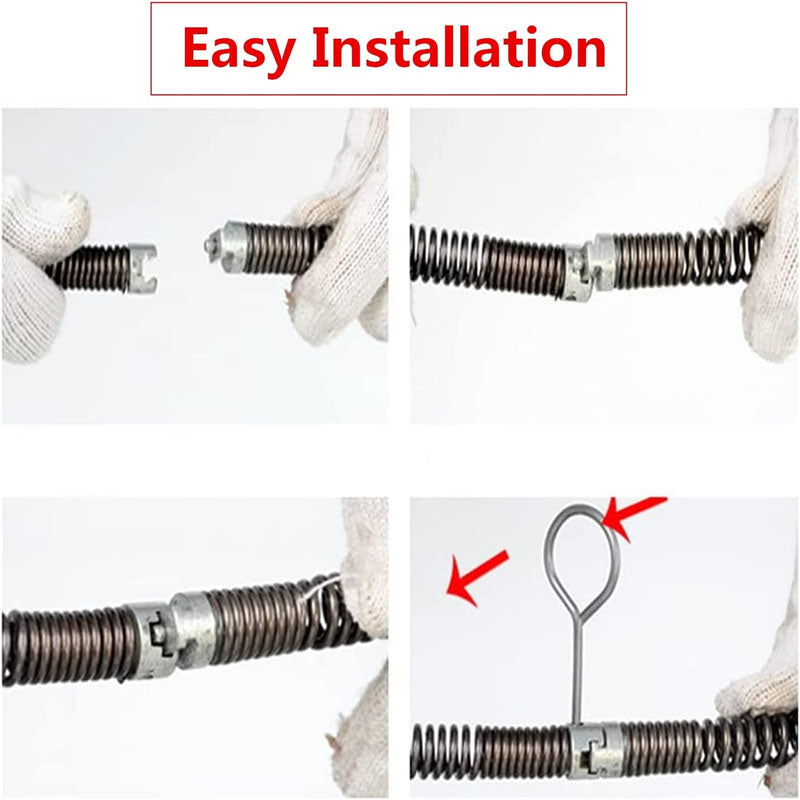 60 Feet x 5/8 Inch Drain Cleaning Equipment Drain Auger Cable Cleaner Sewer Drain Auger Snake Pipe for Sink Floor Drain Toilet