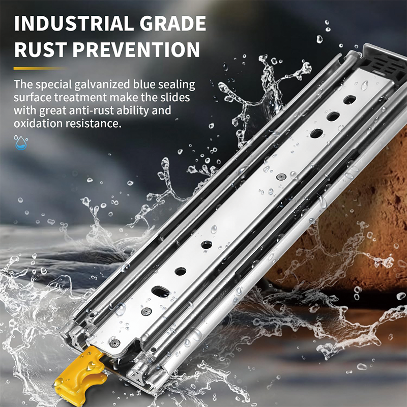 Heavy Duty Drawer Slides with Lock 24" Length,Full Extension Side Mount Ball Bearing Locking Rails Track Glides Runners Load 485 Lbs,1 Pair